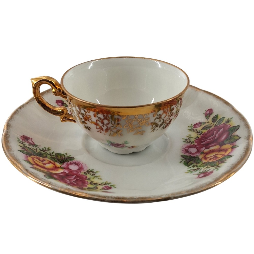 Vintage Robinson Design Group English‎ Garden Teacup Saucer Set Floral Bavaria